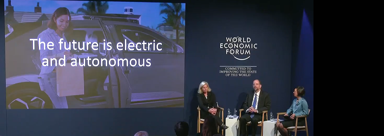 Image of Gill Pratt on stage at Davos World Economic Forum