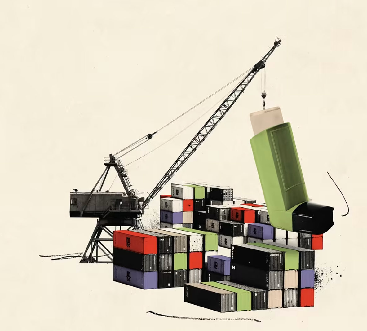 image of crane with canisters