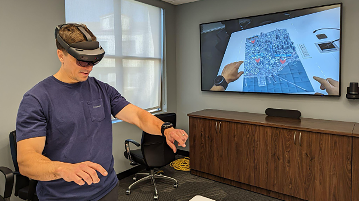 researcher with headset