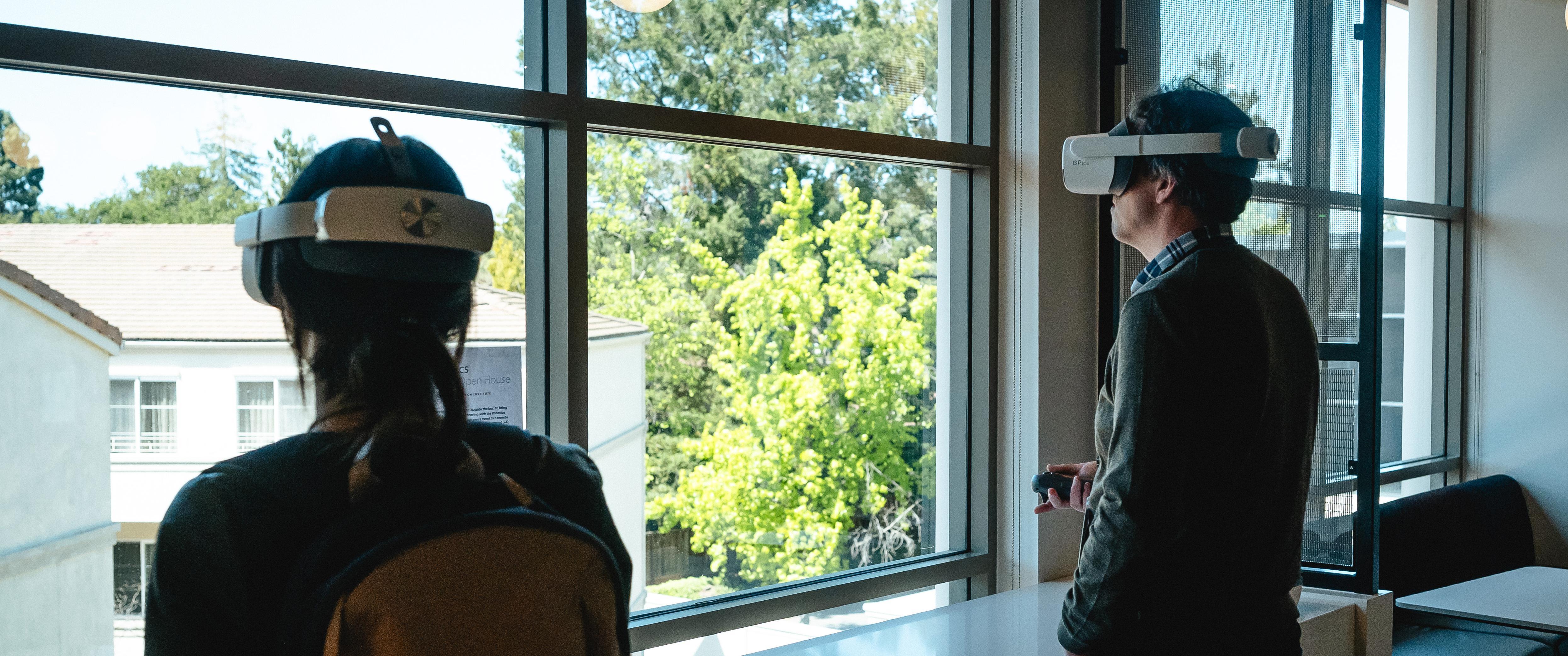 researchers with headsets