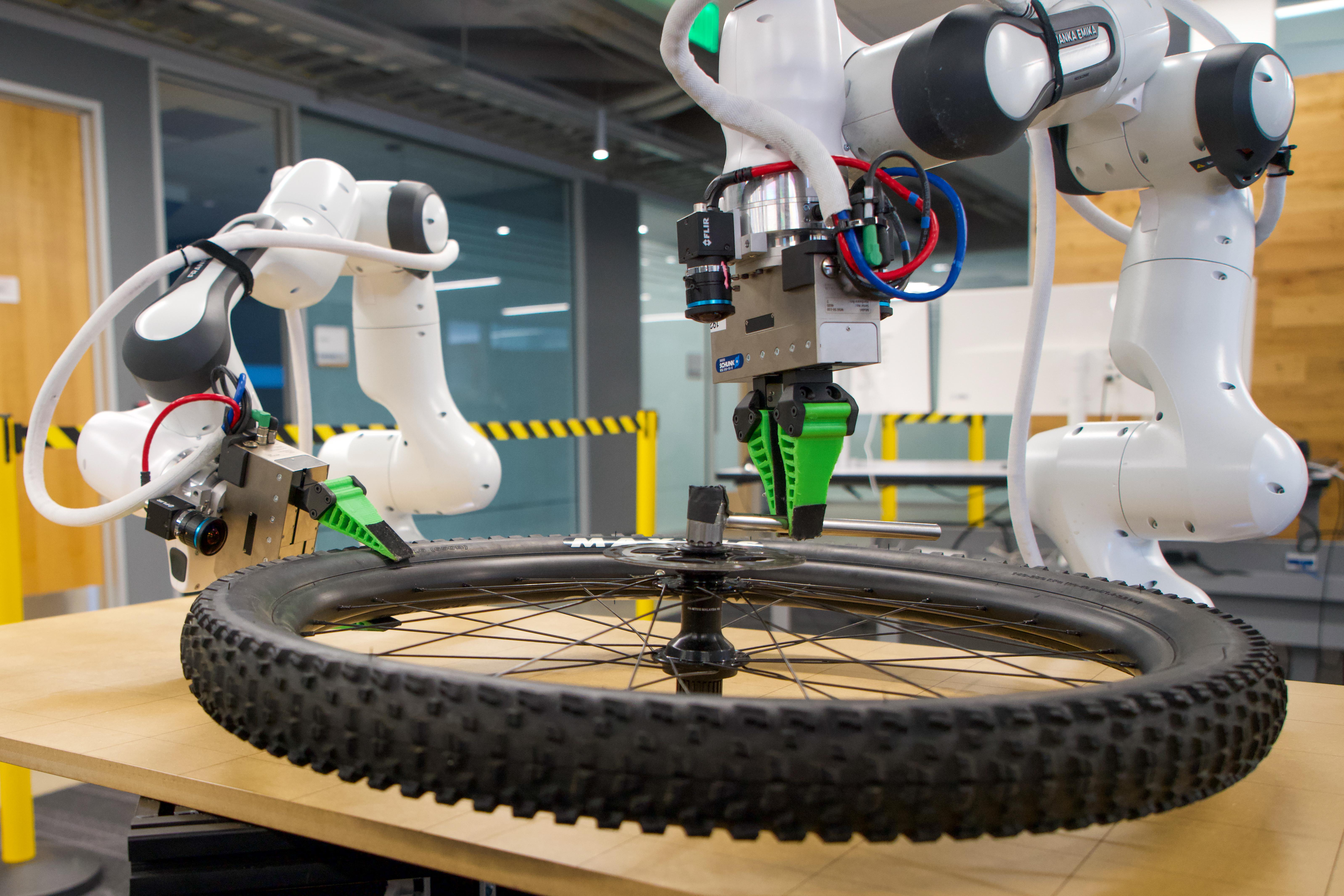 robot fixing bike tire