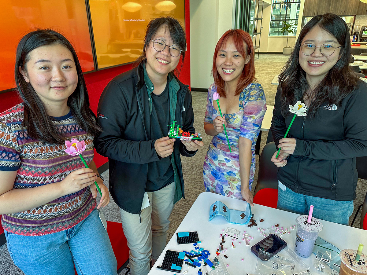 interns building legos